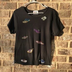 Simply Hot tshirt size large rhinestones sandals